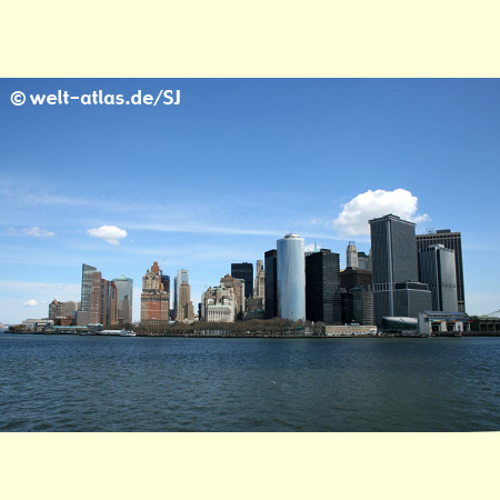 Blick auf die Manhattan Skyline von der Staten Island Ferry