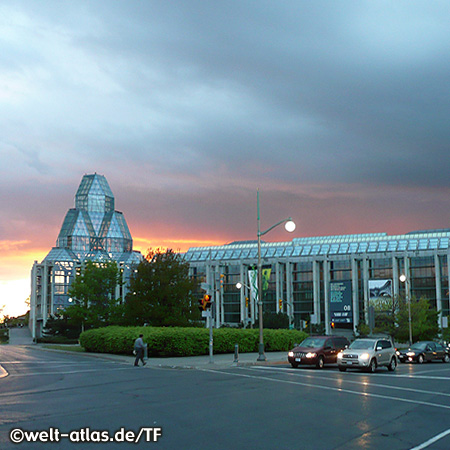 The glass tower of the National Gallery of Canada in Ottawa