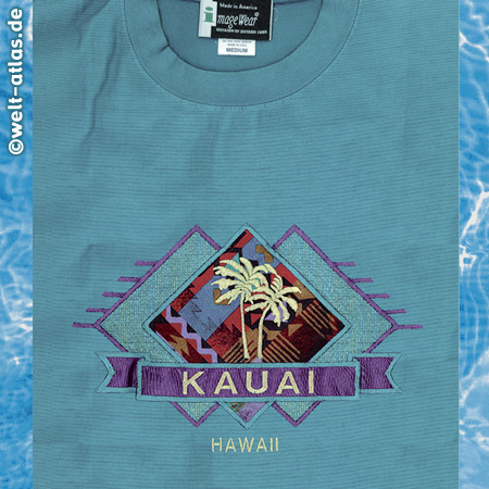 Urlaubs-T-Shirt mit wunderschöner Stickerei...Mitbringsel zur Erinnerung an Kauai, Hawaii 