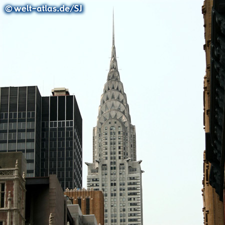 Die Spitze des Chrysler Building, eines der Wahrzeichen von New York City in Manhattan