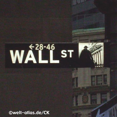 Straßenschild Wall Street bei Nacht