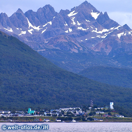 Mountains and coast of Puerto Williams, Chile