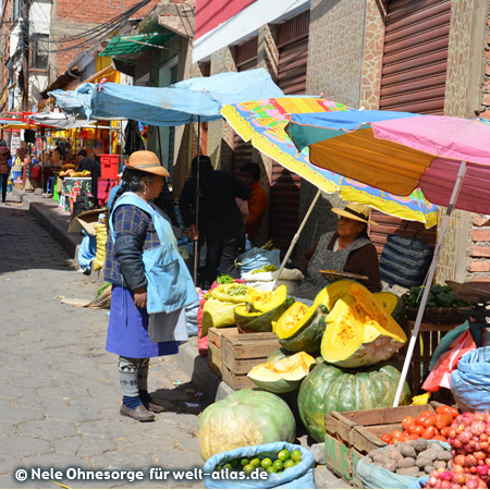 Market stalls in Potosi, once one of the richest and largest cities in the world (silver mines)