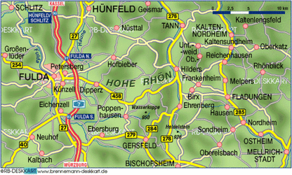 Karte von Rhön (Deutschland, Hessen / Bayern) - Karte auf Welt-Atlas.de