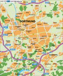 Map of Dortmund (Germany, North Rhine-Westphalia) - Map in the Atlas of