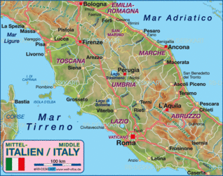 Karte von Mittelitalien (Italien) - Karte auf Welt-Atlas ...