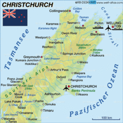 Karte von Christchurch  Neuseeland  Karte auf Welt-Atlas de Atlas