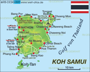 Map of Koh Samui (Thailand) - Map in the Atlas of the World - World Atlas