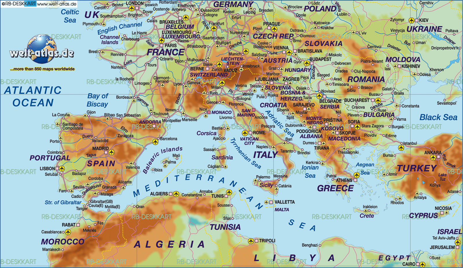 Map of South Europe (General Map / Region of the World)