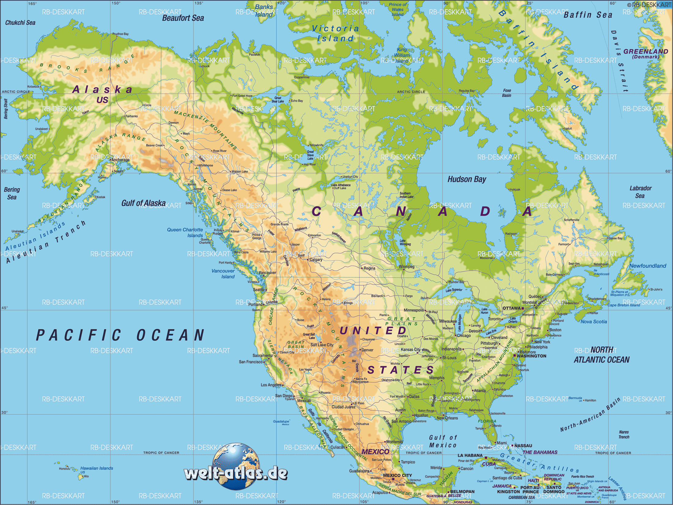 Map of North America (General Map / Region of the World)