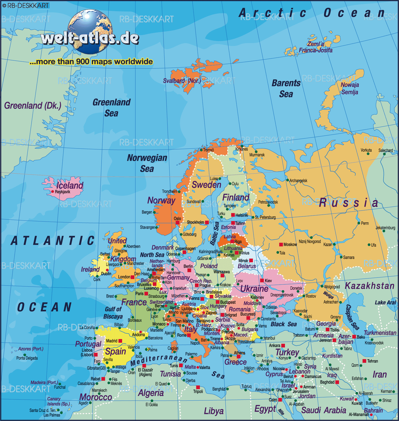 Map of Europe, map of the world political - Map in the Atlas of the ...