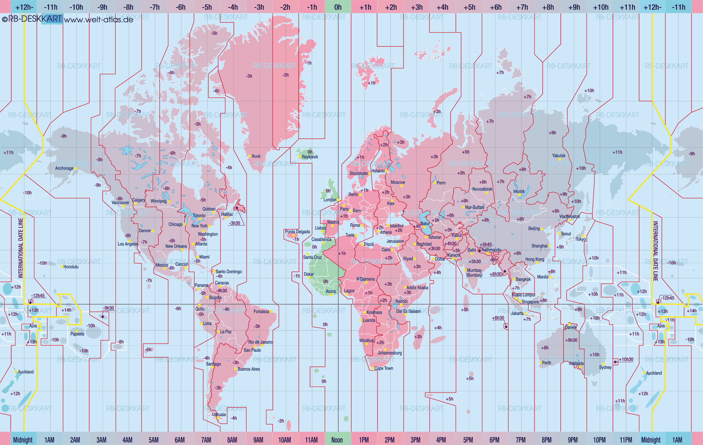 Map of World Time Zones (General Map / Region of the World)