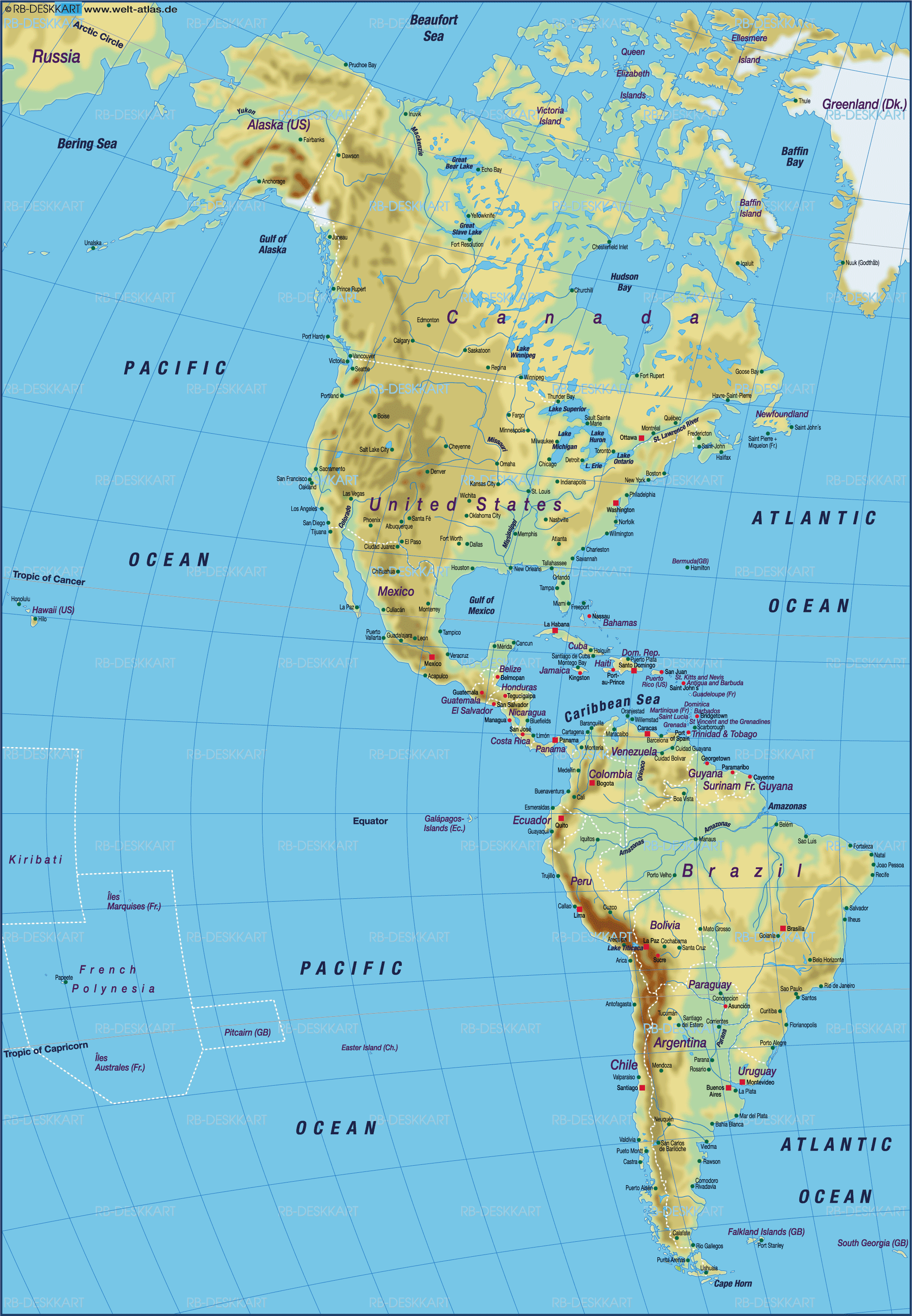 Map of America, map of the world physical (General Map / Region of the World)