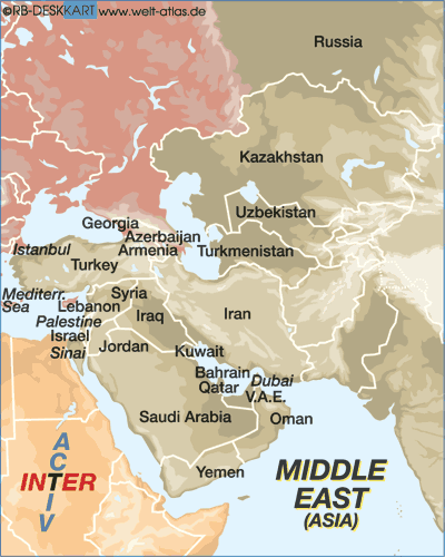 Map of THE MIDDLE EAST (ASIA) (Region)