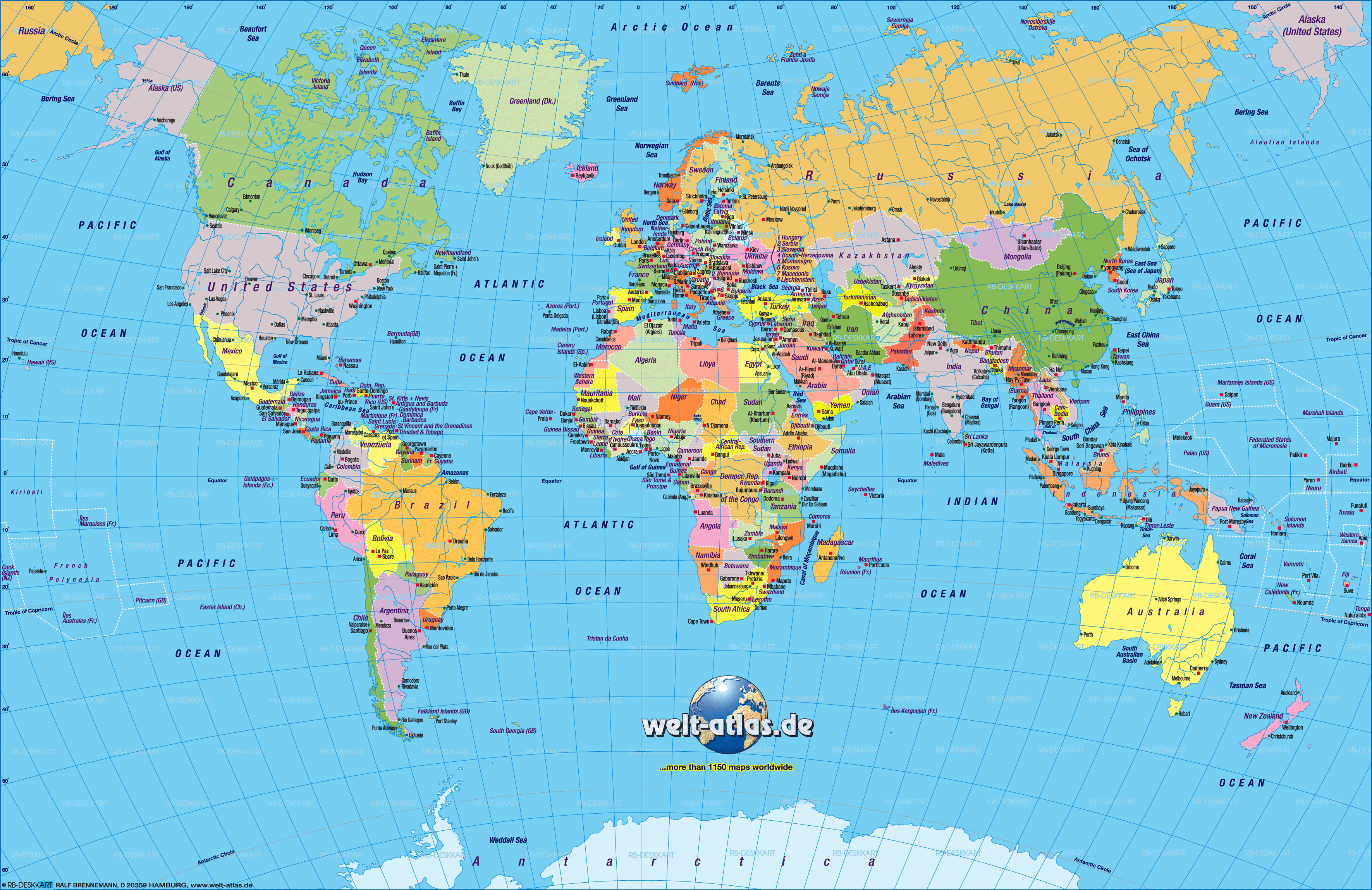 Map of World, political (small version) (General Map / Region of the World)