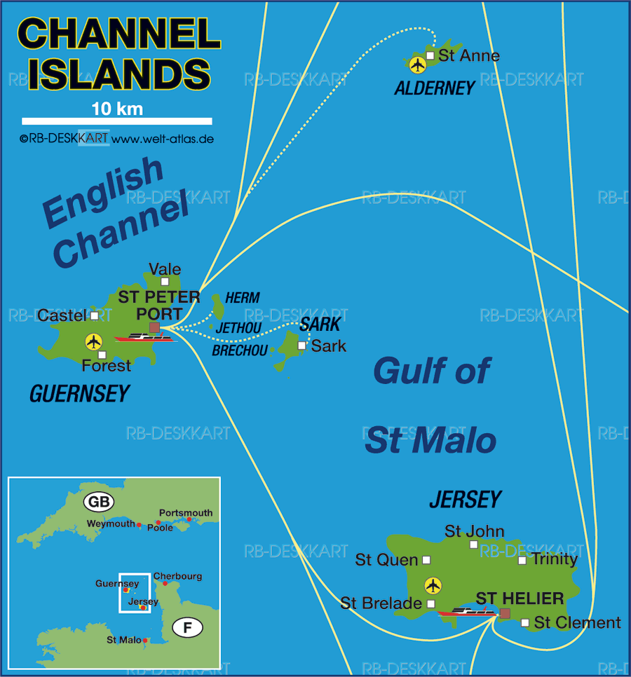 Map of Channel Islands (Region in Crown Dependency)