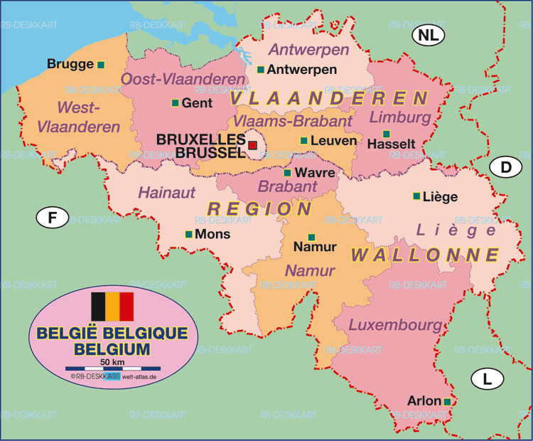 Map Of Belgium Politically Country Welt Atlas De