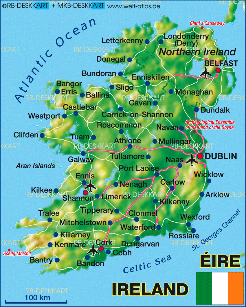 Map of Ireland (Country) | Welt-Atlas.de