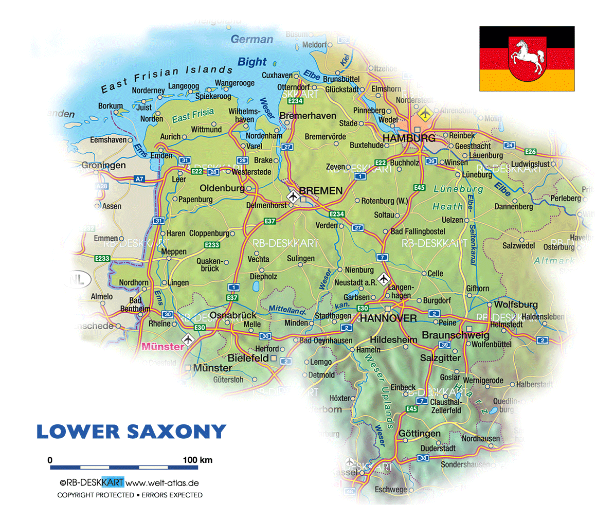 Map of Lower Saxony (State / Section in Germany)