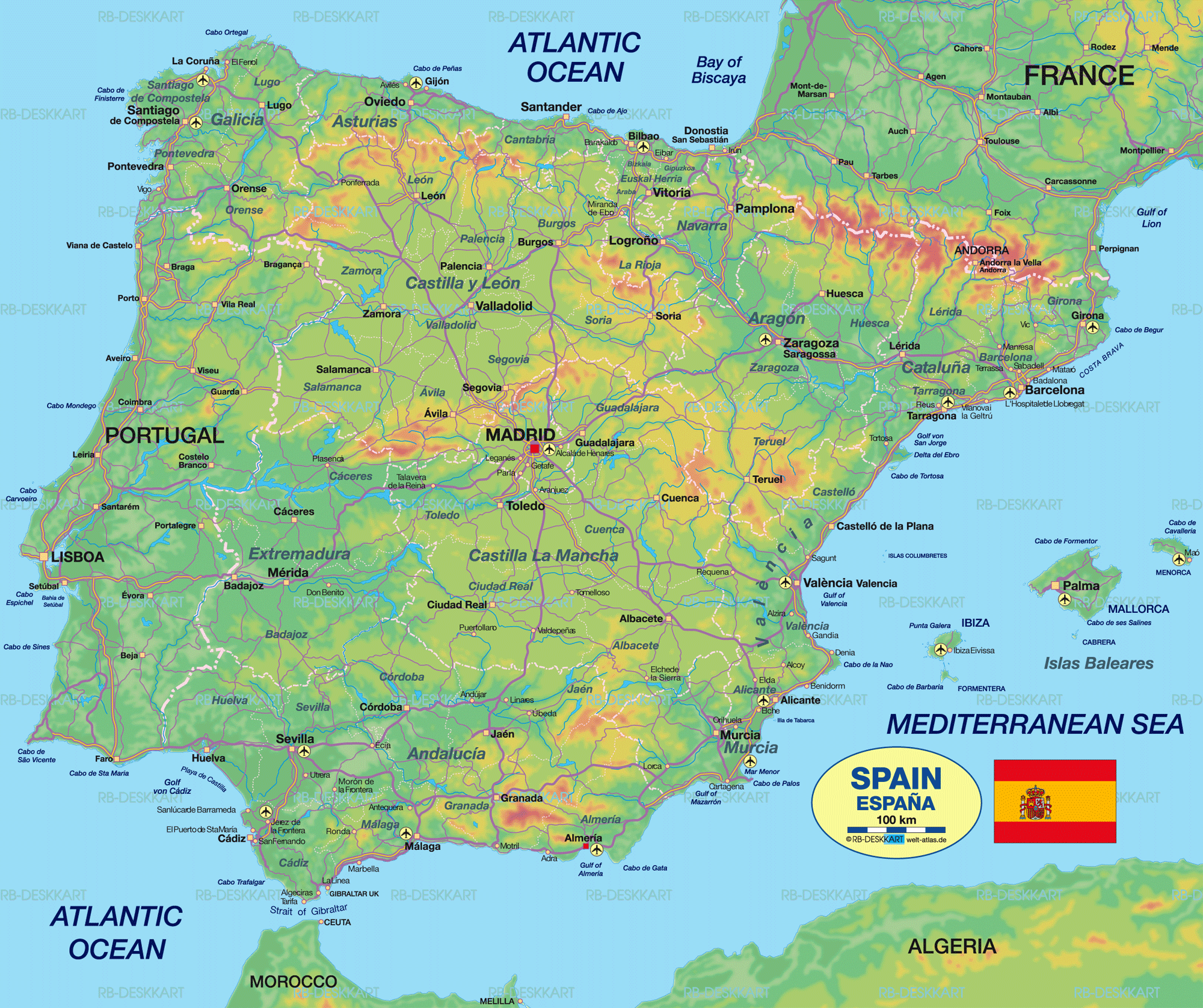 Map of Spain (Country) | Welt-Atlas.de