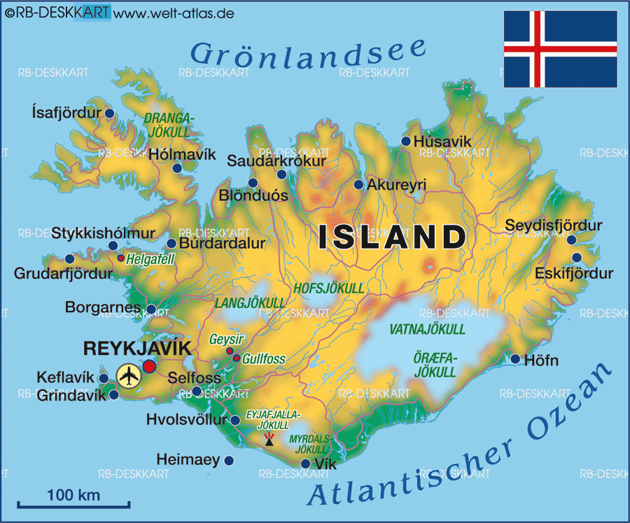 Map of Iceland (Country)