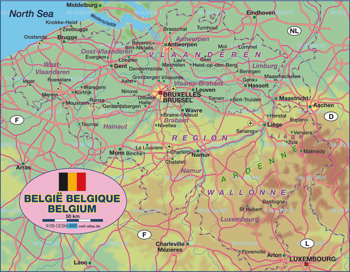 Map of Belgium (Region)