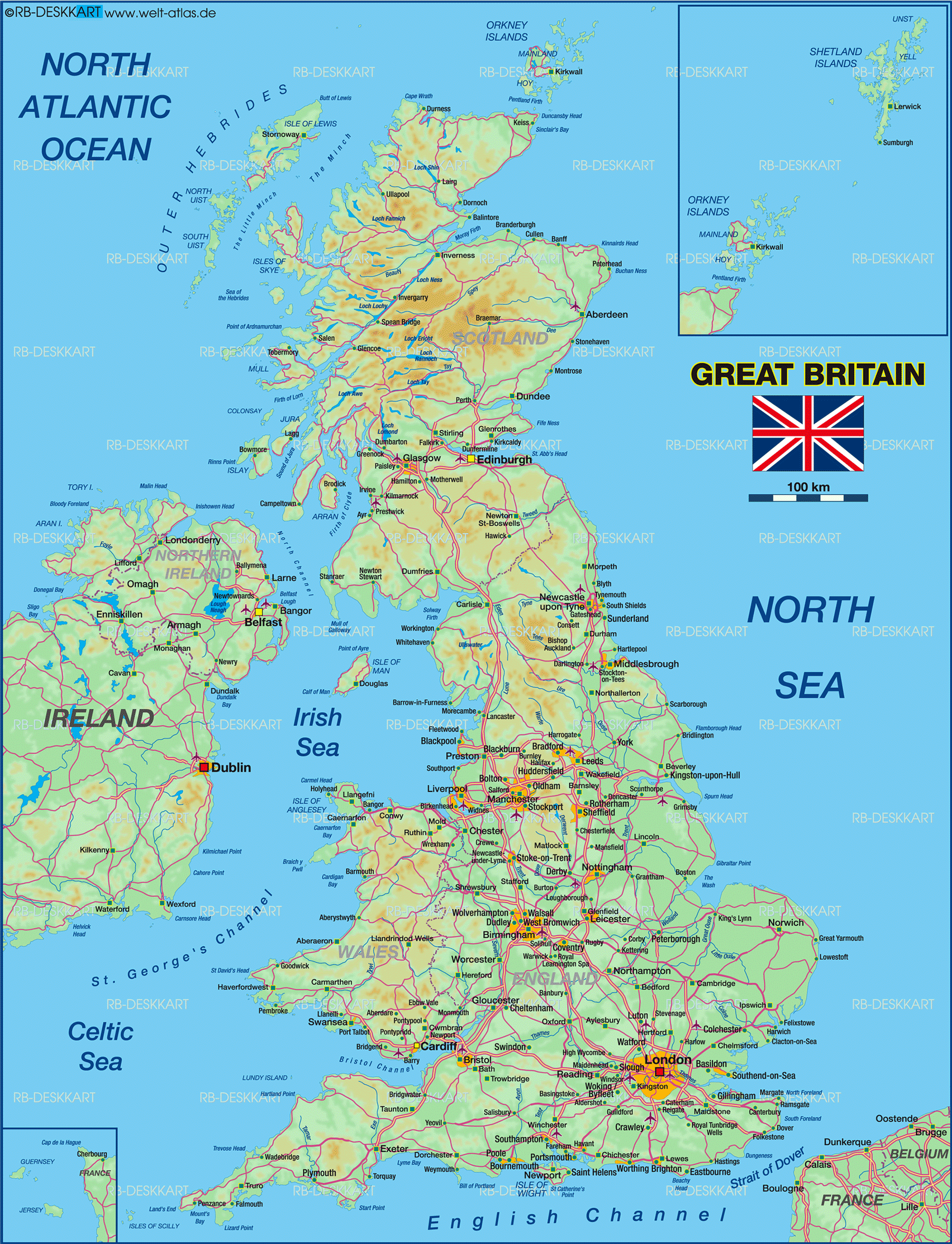 Map of Great Britain (United Kingdom) (Country)