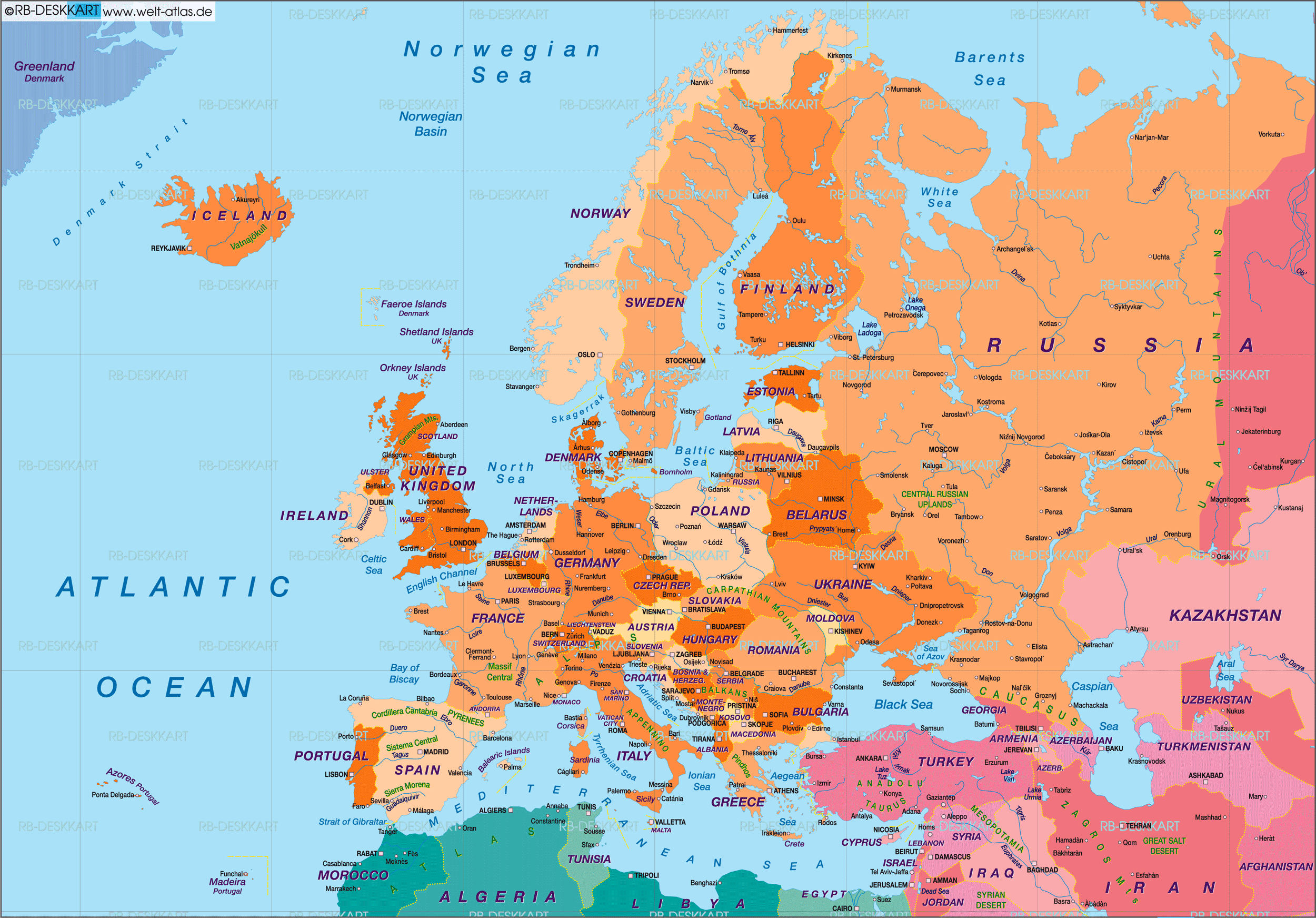 Map of Europe politically (Region)