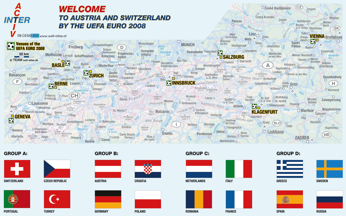 Map of Euro 2008 (Theme Maps in Switzerland - Austria)