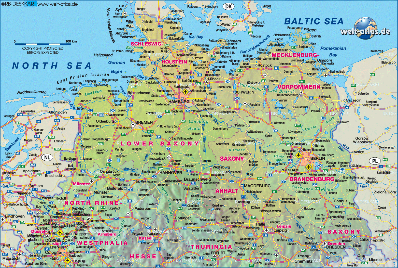 Map of Northern Germany (Region in Germany)