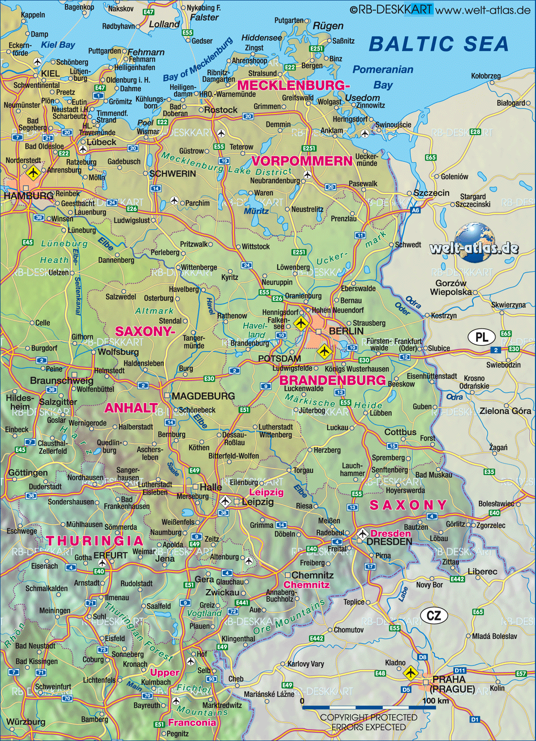 Map of Easten Germany (Region)