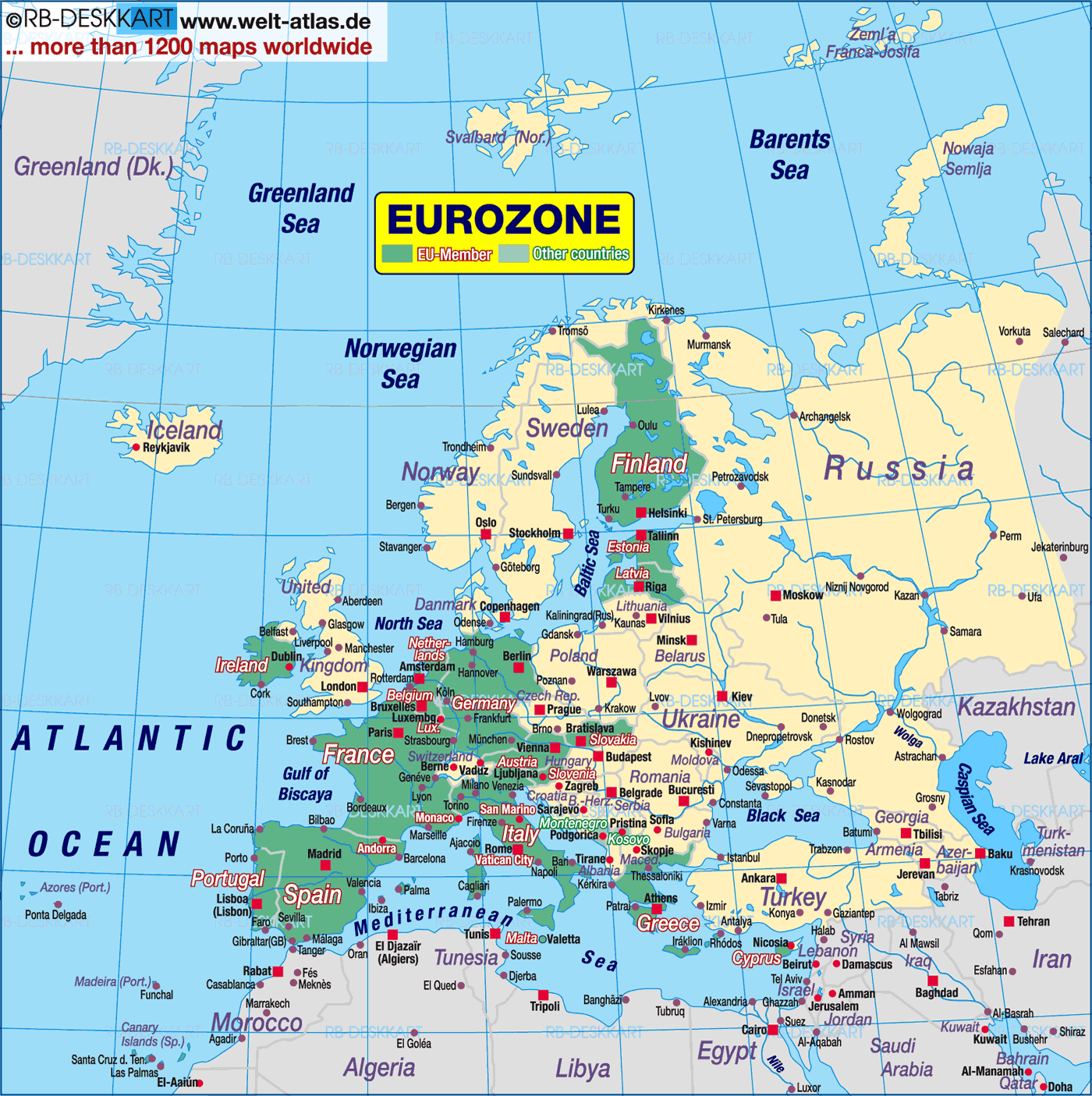 Map of Euro Area (Eurozone) (Region)