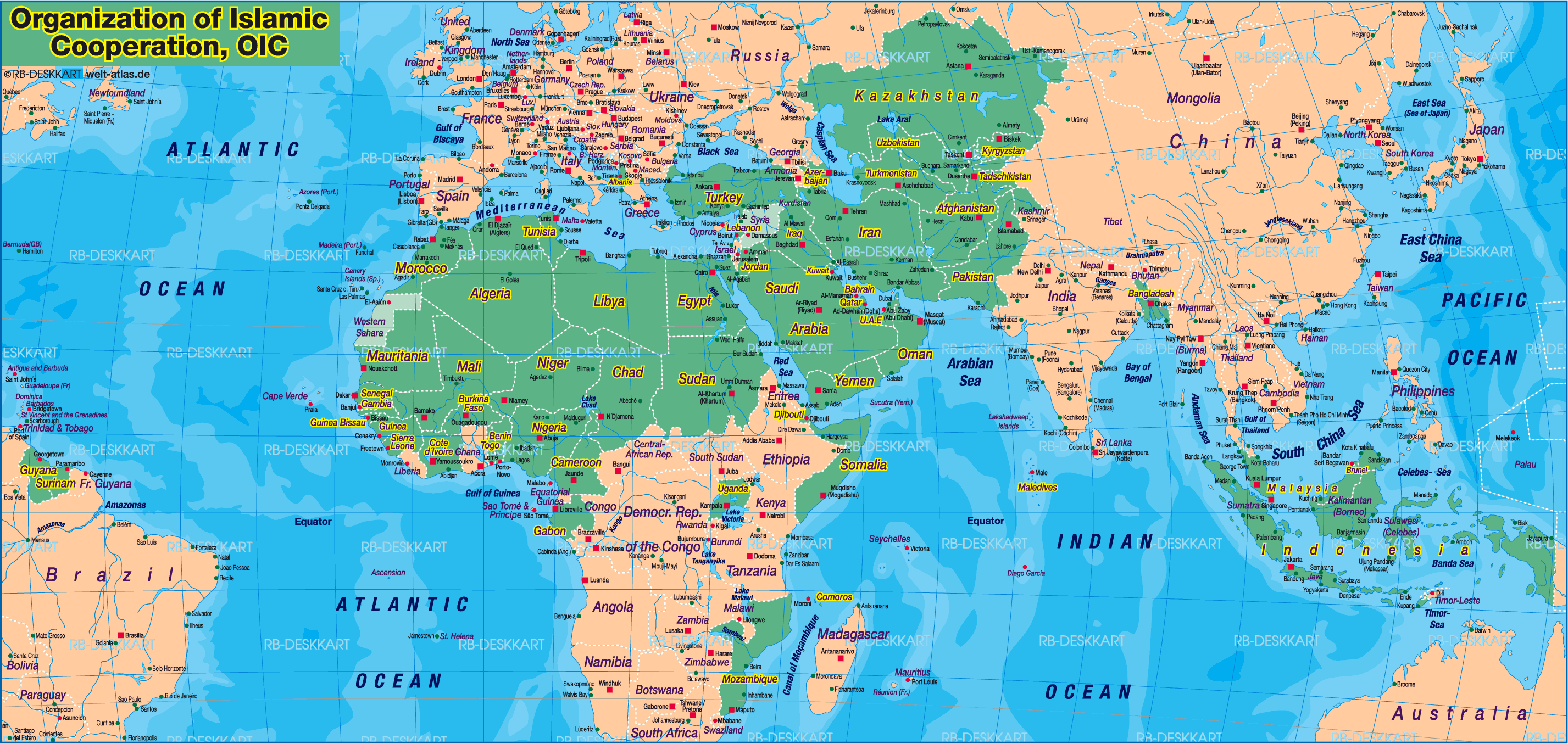 Map of Islamic Countries (Theme Maps in 57 Countries)
