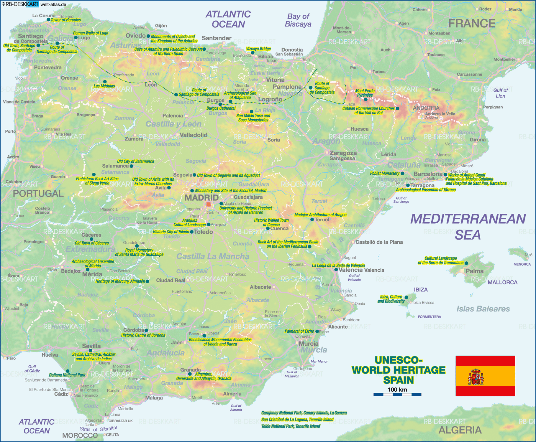 Map of UNESCO World Heritage Spain (Country)