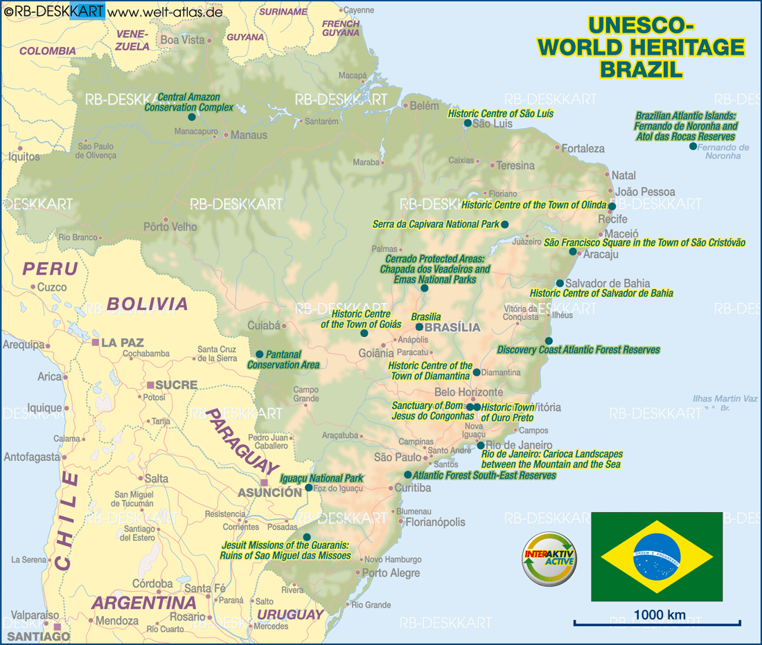 Map of UNESCO World Heritage Brazil (Theme Maps)