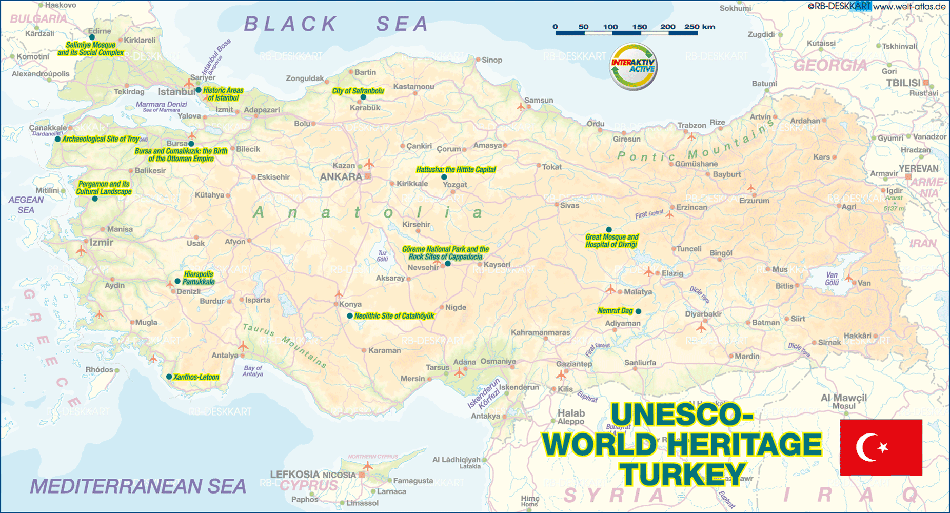 Map of UNESCO World Heritage Turkey (Country)