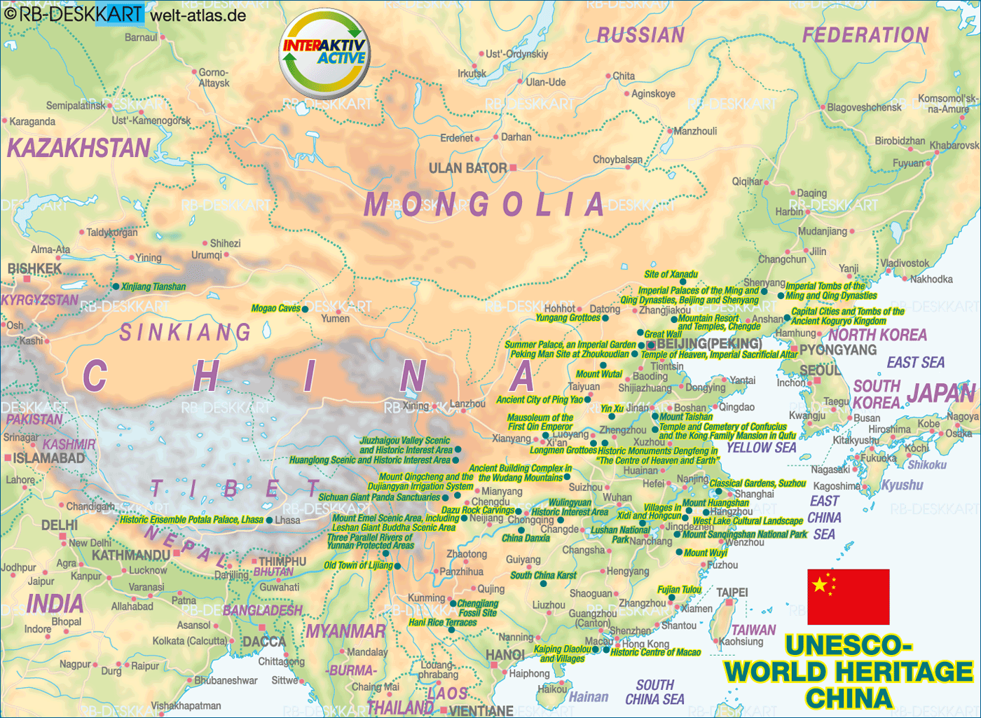 Map of UNESCO World Heritage China (Country)