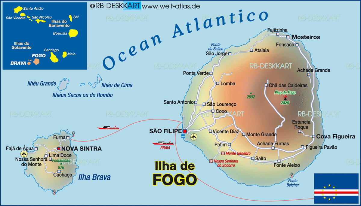 Map of Fogo (Island in Cape Verde)