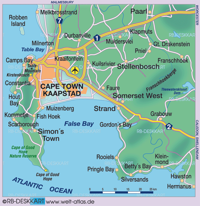 Map of Cape Town, environment (Region in South Africa)