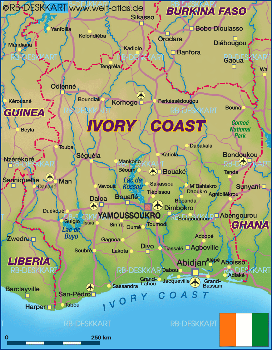 Map of Cote d´Ivoire (Country)