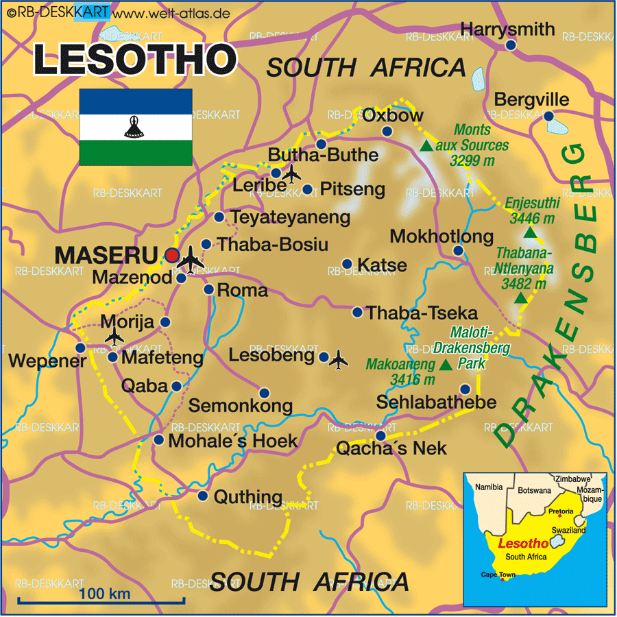 Map of Lesotho (Country)