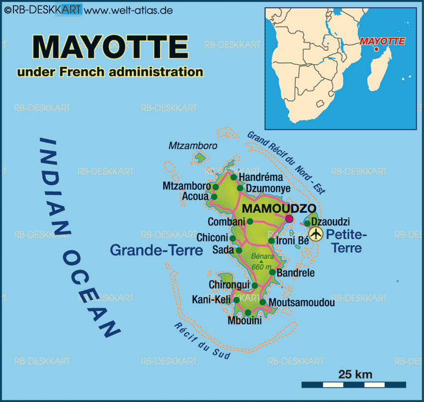 Map of Mayotte (Island in France)