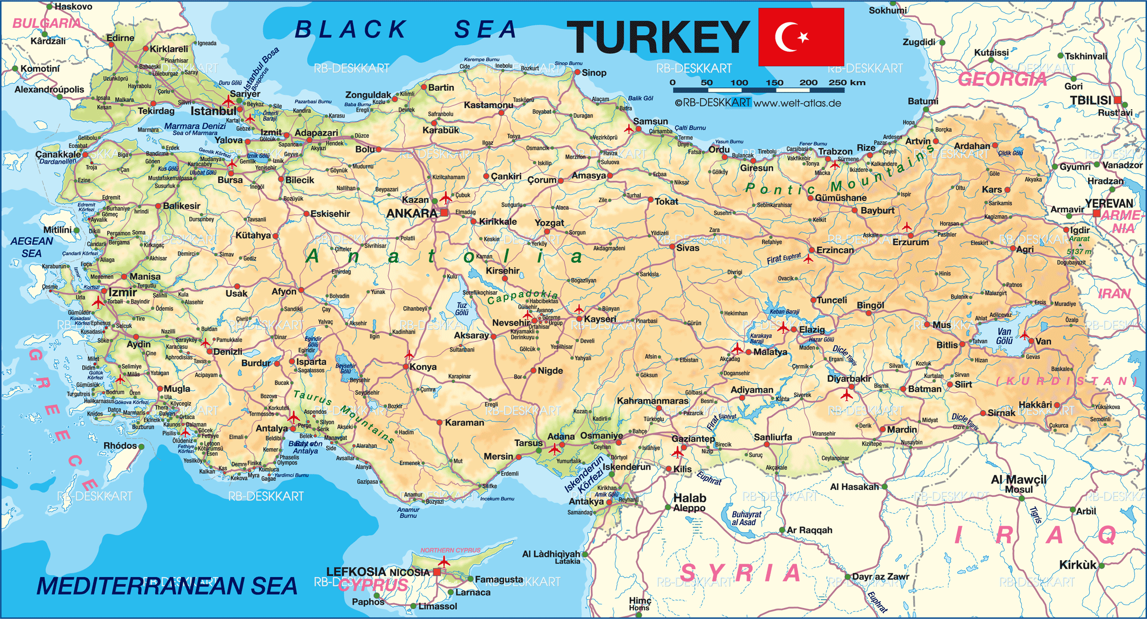 Map of Turkey (Country) | Welt-Atlas.de