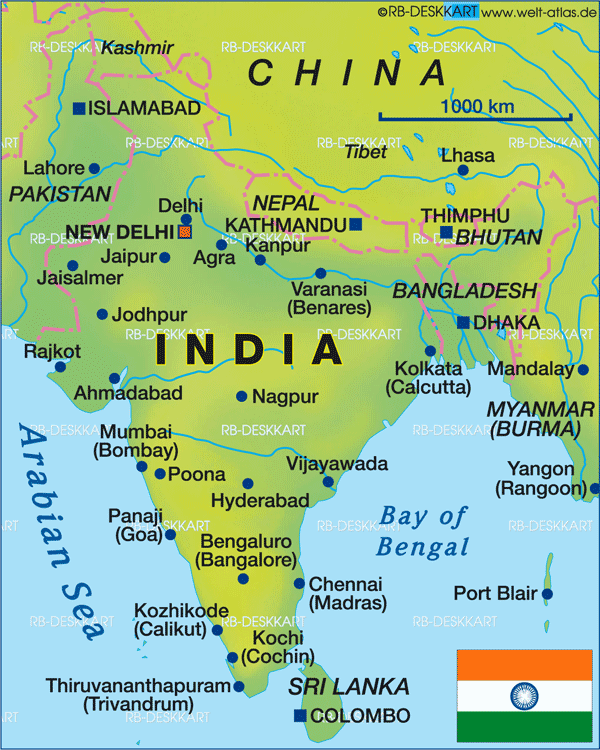 Map of India, small map (Country)