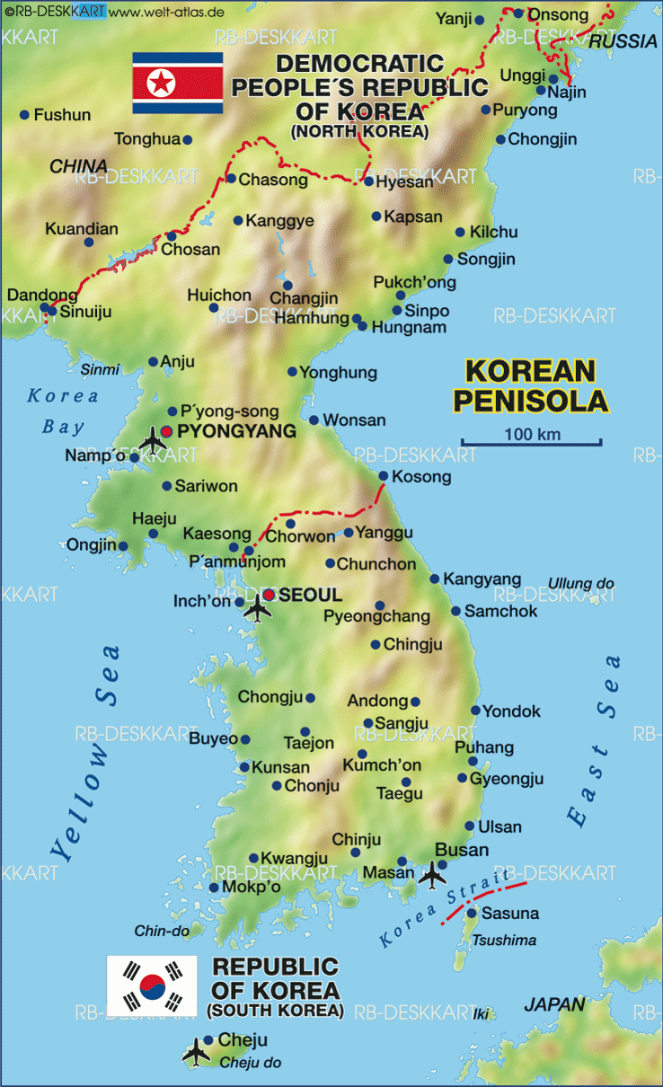 Map of Korea, Penisula (Region in South Korea / North Korea)