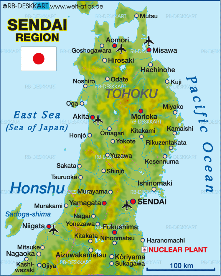 Map of Sendai, region (Region in Japan)