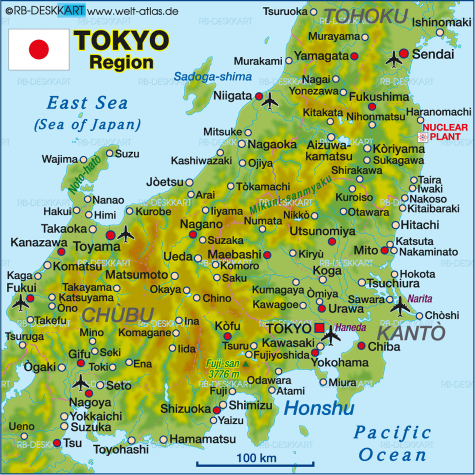 Map of Tokyo, region (Region in Japan)