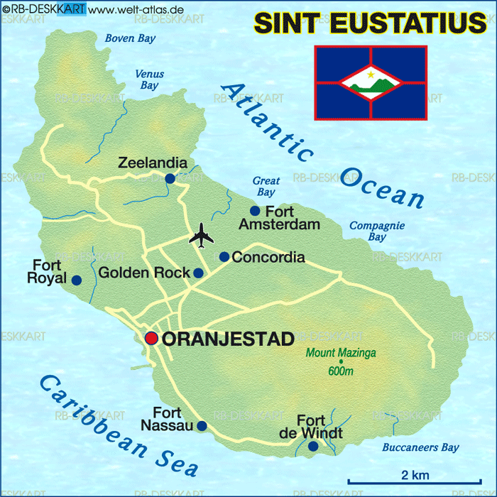 Map of Sint Eustatius (Island in Netherlands)