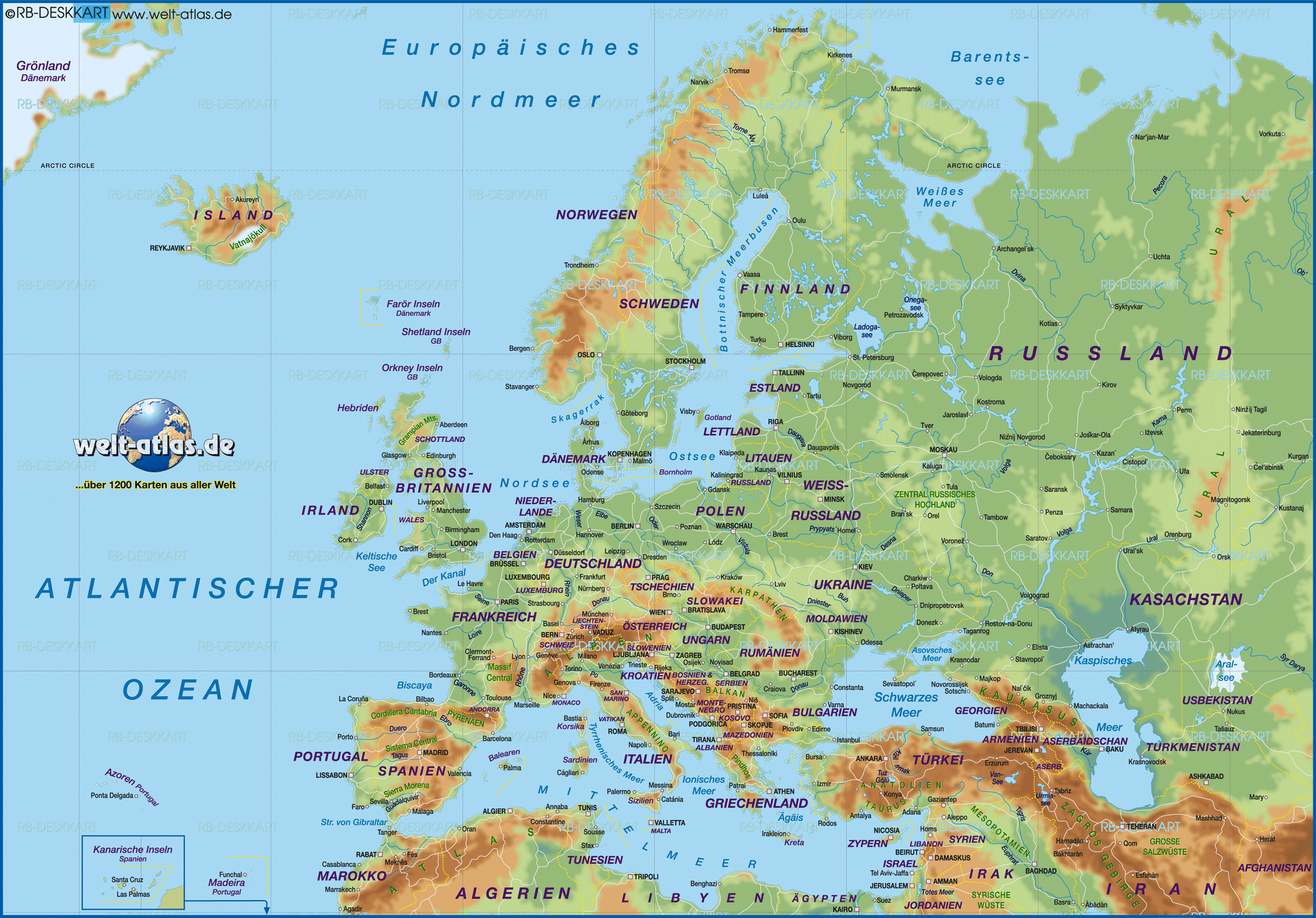 Karte von Europa (Europa) - Karte auf Welt-Atlas.de - Atlas der Welt