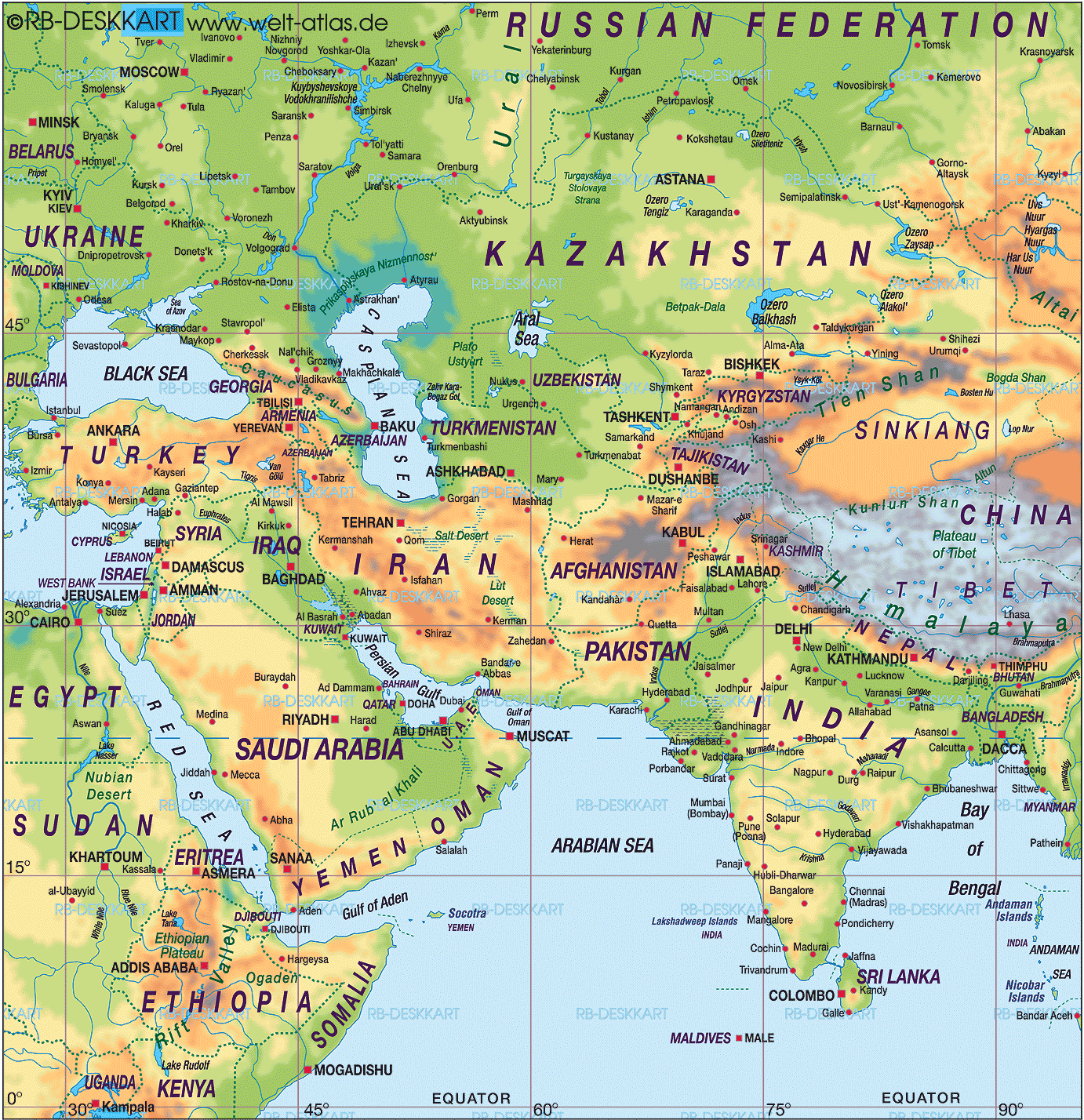 Map Of Middle Asia Countries 